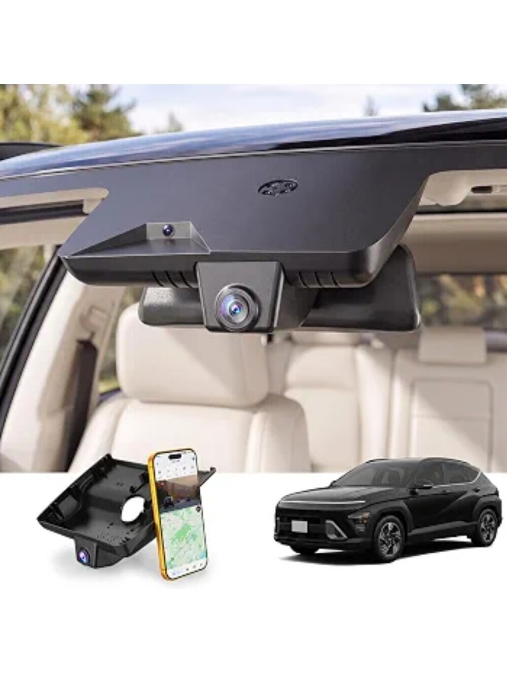 OEM-Fit 4K Dash Cam for Hyundai Kona 2024-2026, 5.8GHz WiFi, GPS, HDR